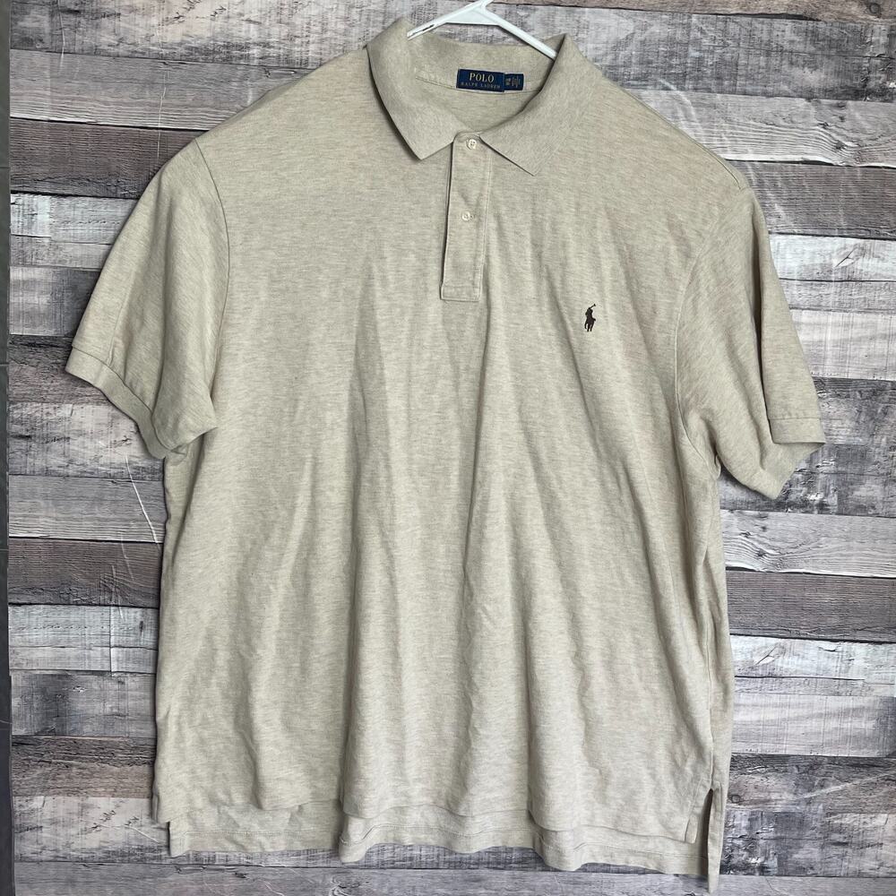 Polo Ralph Lauren Mens Polo Shirt 3XB Tan Classic Pony Preppy Business